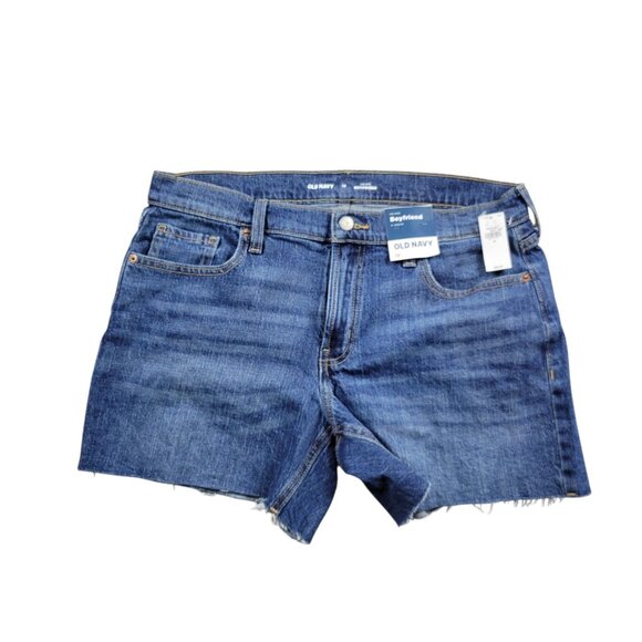 Old Navy Denim - Old Navy Boyfriend Shorts Womens 12 Denim Dark Wash Raw Hem Tags